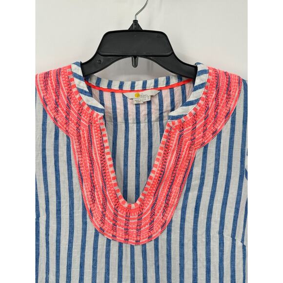 Boden Dress Womens 4 Long Nautical Embroidered Lace Coastal Carefree Beach Linen - Picture 3 of 9